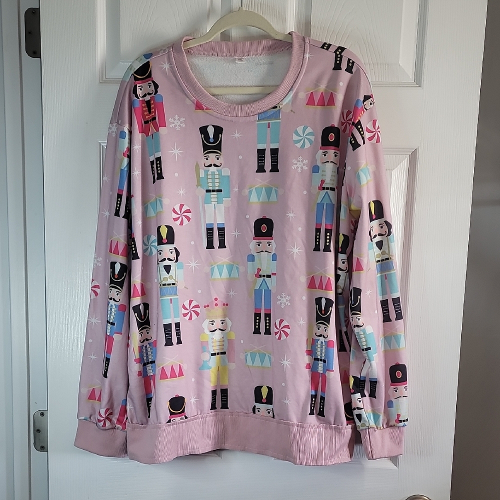 Pink Nutcracker Patterned Sweatshirt - image 1